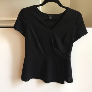 Ann Taylor cinched black blouse